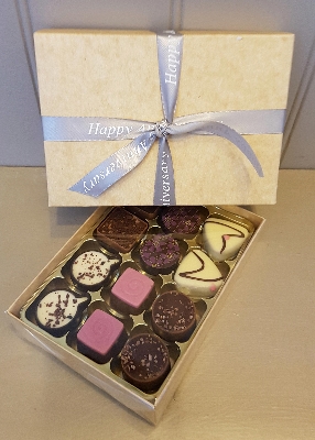 Happy anniversary box of 12 assorted chocolates