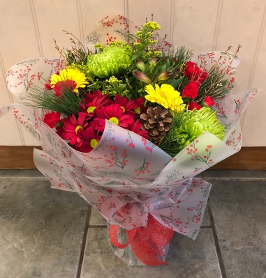 A Christmas hand tied