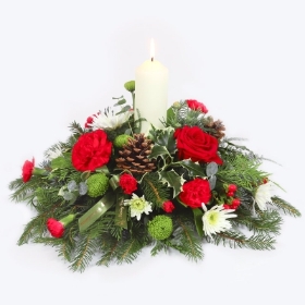 Yuletide glow candle arrangement